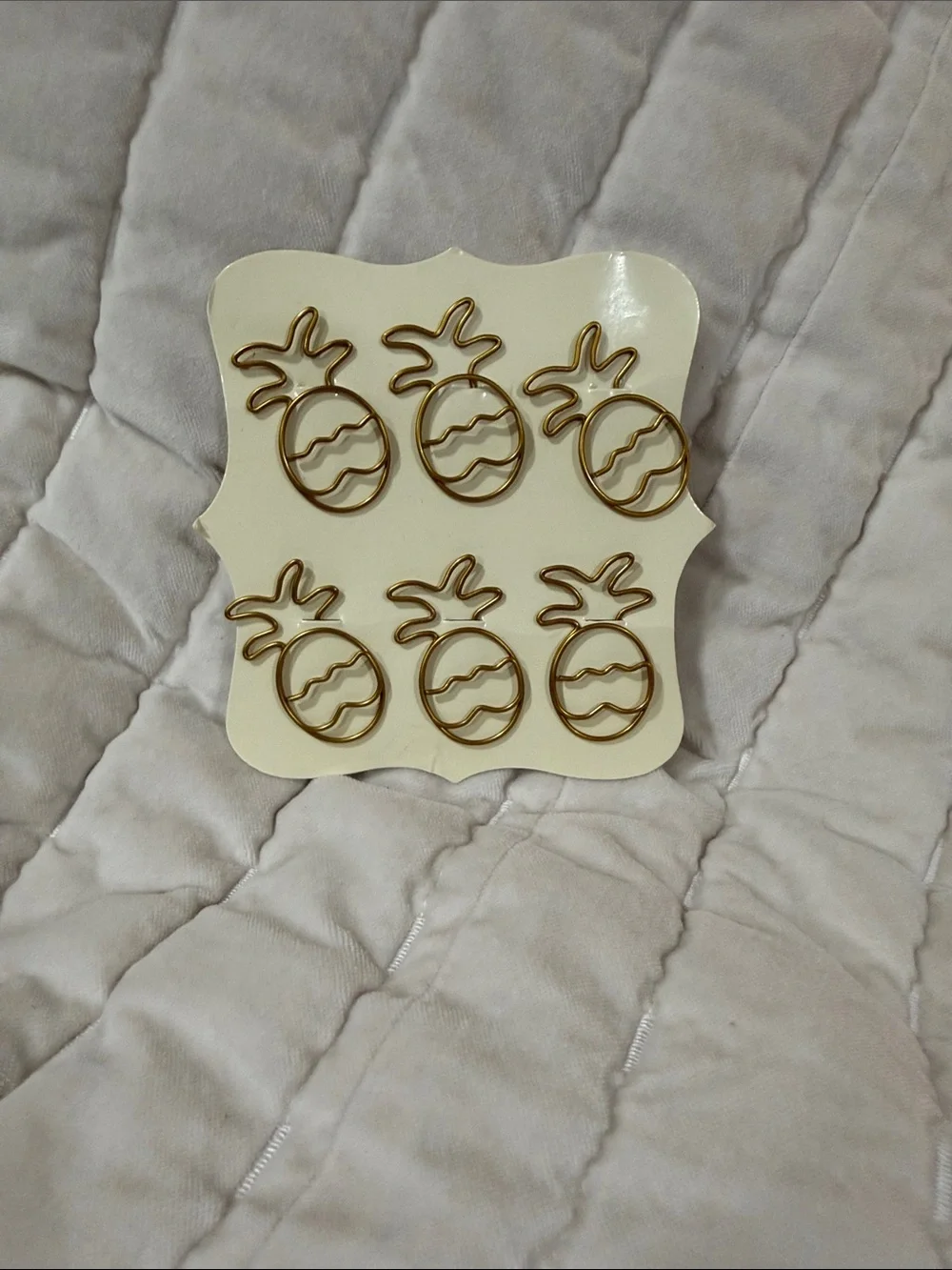 Source Unknown Gold Pineapple Paper Clips - Tropical Stationery Set